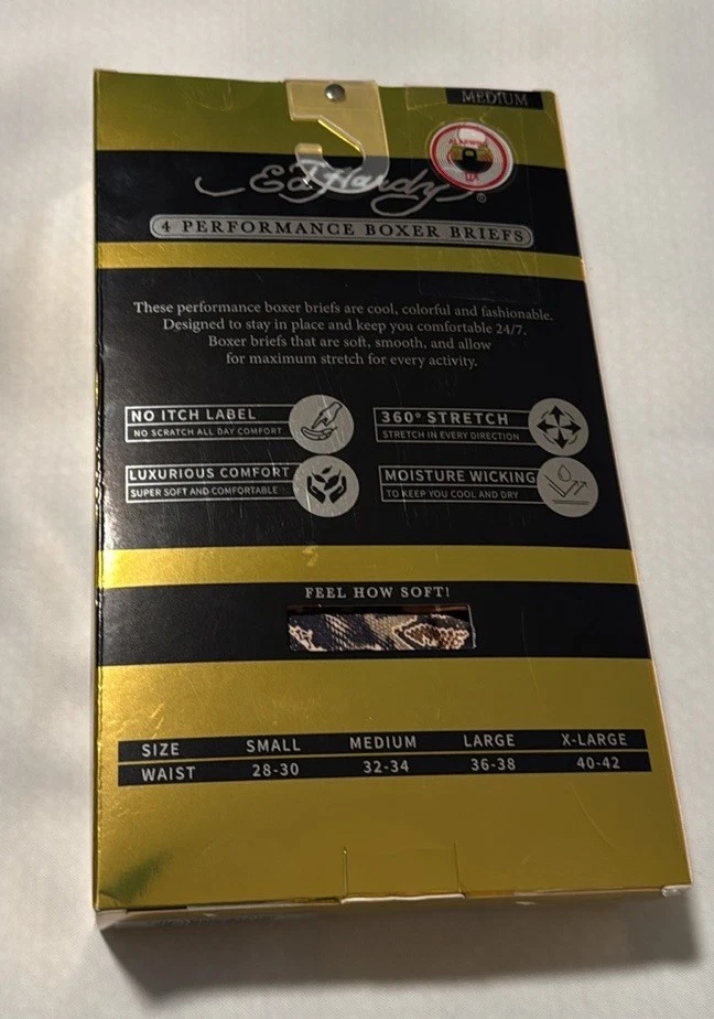 Paquete de 4 calzoncillos boxer medianos Ed Hardy para hombre Foto 3 de 3