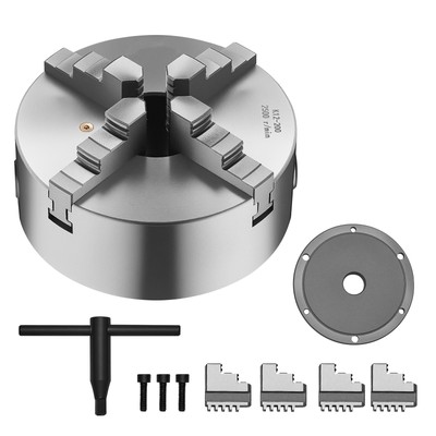 8 In 4-Jaw Self-Centering Lathe Chuck with 1 1/2 in-8 Backing Plate
