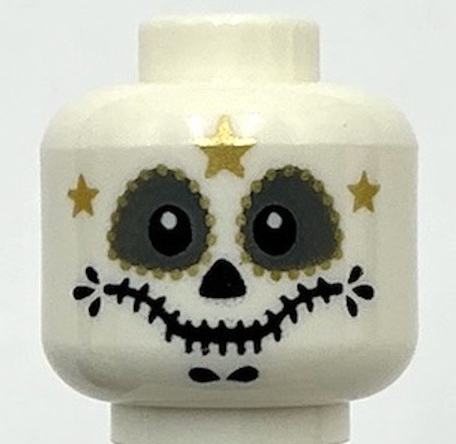 Lego New White Minifigure Head Alien El Catrín w/ Black Triangular Nose Part