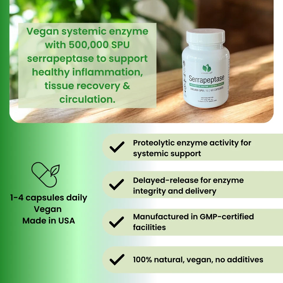 Enzima SERRAPEPTASA 500.000 SPU ANTIINFLAMATORIO CON RECUBRIMIENTO ENTERICO MÁS FUERTE EN EL MERCADO Foto 3 de 4