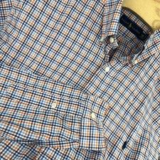 Polo Ralph Lauren Button Down Shirt 2XB Blue Orange Gingham Check Long Sleeve