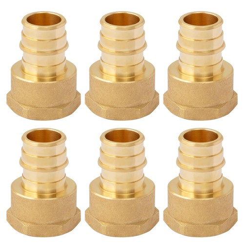 6 PCS 3/4 Inch PEX A Expansion Female NPT Adapter Brass Tubing Fitting