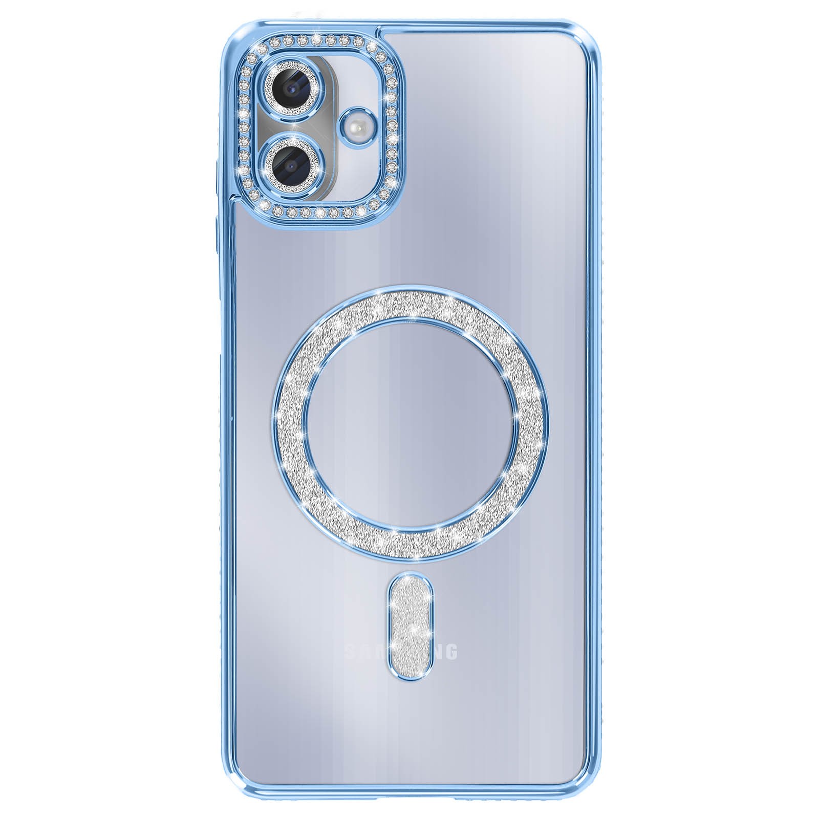 Protection Galaxy A07 strass paillettes coque souple anti-choc bleue