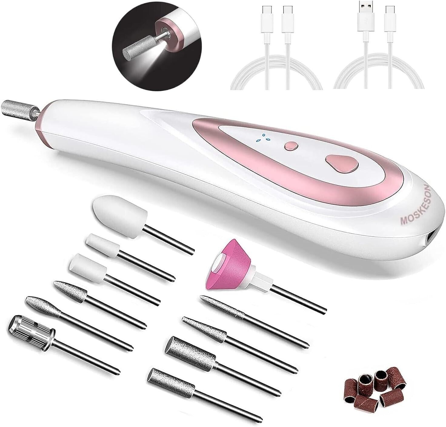 Fresa Unghie MOSKESON Professionale LED - Kit Completo 11 in 1 Gel