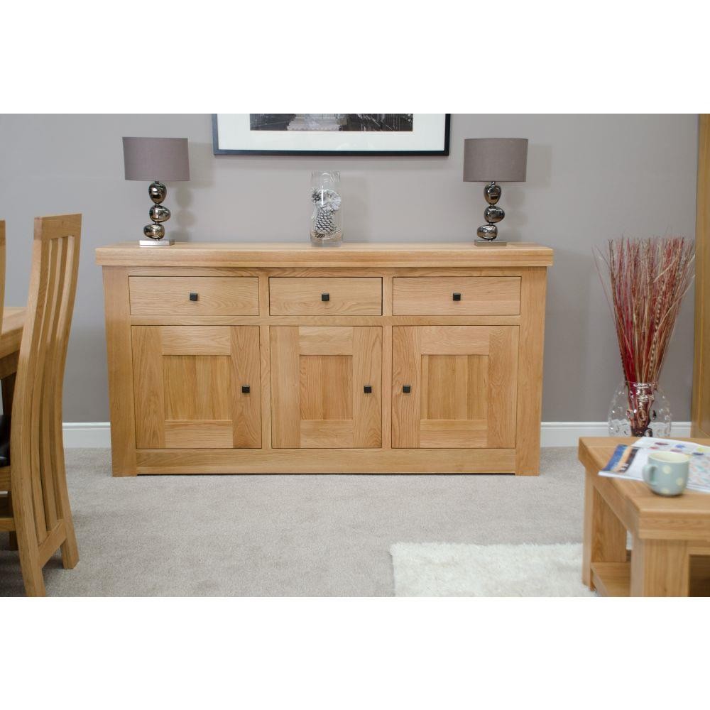 Solid Oak Large Sideboard, Bordeaux Oak Lacquer Finish Dining Room Furniture New