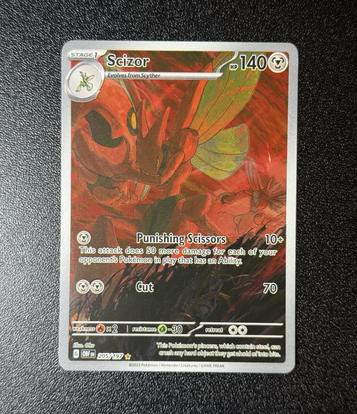 Pokemon Scizor 205/197 Obsidian Flames English Illustration Rare