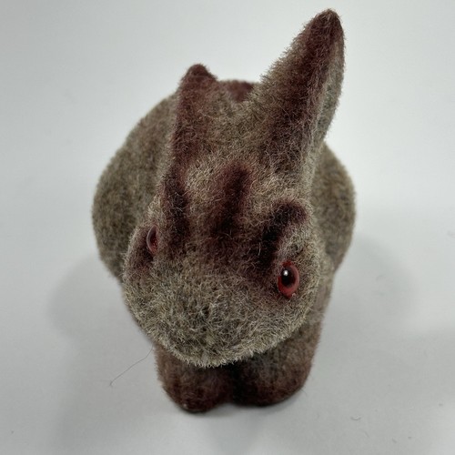 Vintage Small Flocked Fuzzy Brown Easter Bunny Figures 3-4in Set of 3 Rabbits - Picture 11 of 22