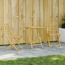  Bistro Set Natural Bamboo Bamboo Medium Foldable Bistro Set
