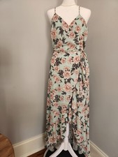Altar'd State Mint Floral High-Low Wrap Dress S