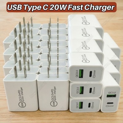 PD 20W Fast Charger USB Type C Power Adapter Lot For iPhone17 16 15 14 X Samsung