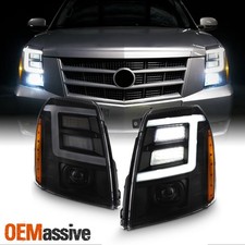 For 07-14 Cadillac Escalade Xenonhid Black Smoke Led Drl Projector Headlight