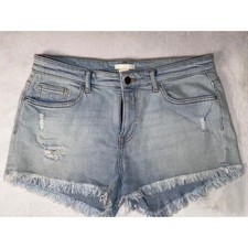 HM Light Wash Distressed Raw Hem Denim Jean Shorts Size 10 P/N 0478972 6