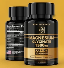 Magnesium Glycinate Vitamin D3 10,000 iu & K2 Multivitamin Bones Heart Muscles