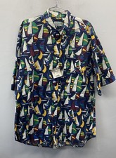 Vintage 90s Izod Men's NWT Sailboat AOP Button Down Shirt Multicolor L