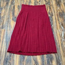 VTG Amanda Smith Womens Size M Burgundy Red Wool Blend Pleated Knit Midi Skirt