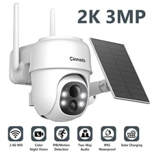 Solar Battery Powered Wireless Security Camera WiFi IP Outdoor Home AI Detection