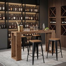 63'' Solid Wood Bar Table Modern Narrow Counter Height Pub Table for Home Bars