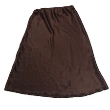 90s Y2K Nicole Miller Satin Slip Skirt Large Midi Brown Fairy Grunge Indie USA