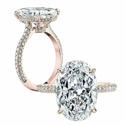 Lab Created 4TCW Oval & Round VVS1/D Diamond Solitaire With Accents Silver Ring