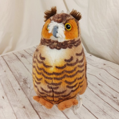 Wild Republic Realistic Great Horned Owl Plush Stuffed Animal Brown 5.5" READ - Picture 3 of 9