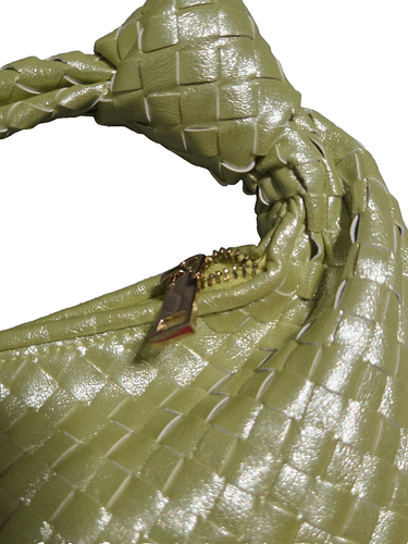 Melie Bianco Brigitte Green Woven Vegan Leather Hobo Purse - Picture 3 of 6