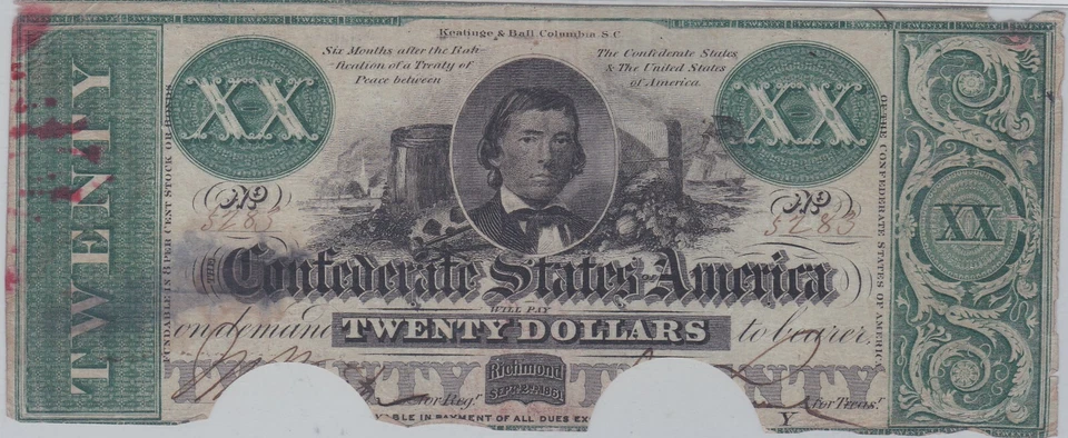 Confederate T21 Twenty Dollar Note - Image 2 of 3