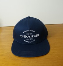 COACH SIGNATURE CHAMBRAY FLAT BRIM HAT IN BLUE COLOR, NWT
