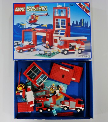 LEGO set 6571 Flame Fighters, Fire Engine House - BOX and partial  