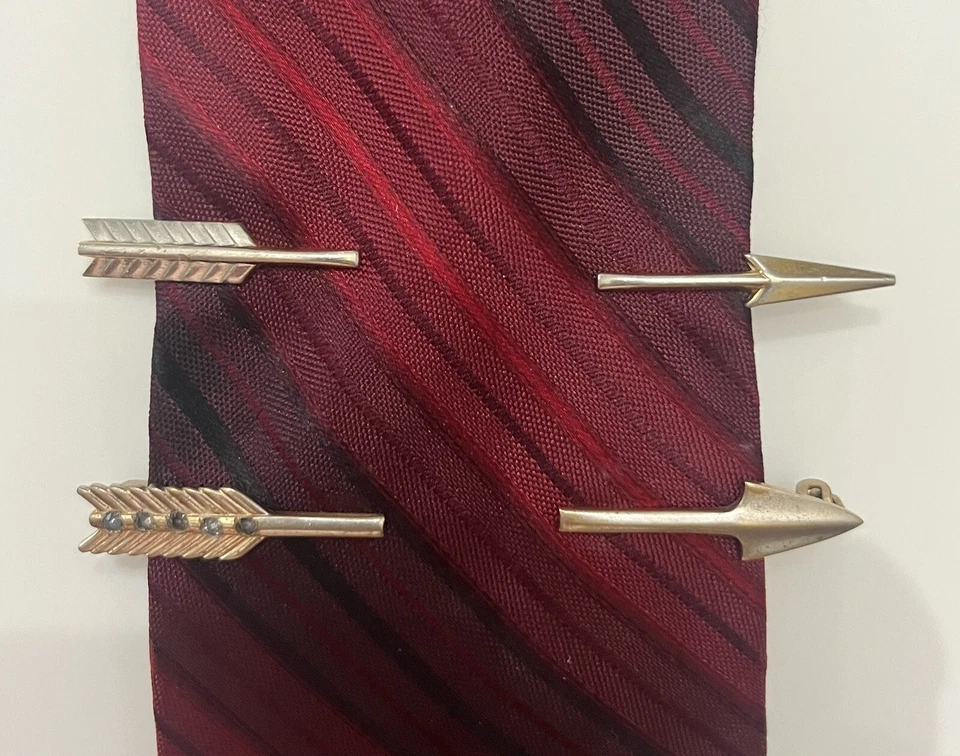 Juego de 2 clips de corbata de latón flecha vintage, cisne y anson Foto 3 de 4