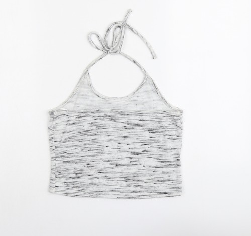 New Look Womens Grey Polyester Blend Cropped Tank Size M Halter - Picture 2 of 10