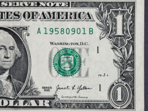 January 9, 1958 Birthday Note Fancy Serial Number One Dollar Bill