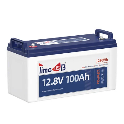 Timeusb 12V 100Ah LiFePO4 Lithium Battery Deep Cycle Marine/RV Battery 100A BMS