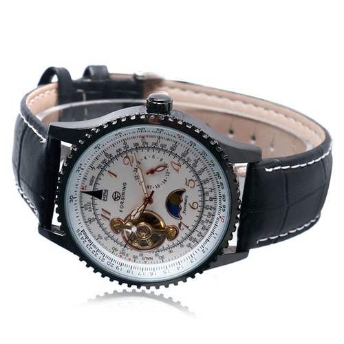 Forsining Retro Men's Watch Automatic Mechanical Wristwatches Tourbillion Dial - Picture 4 of 12