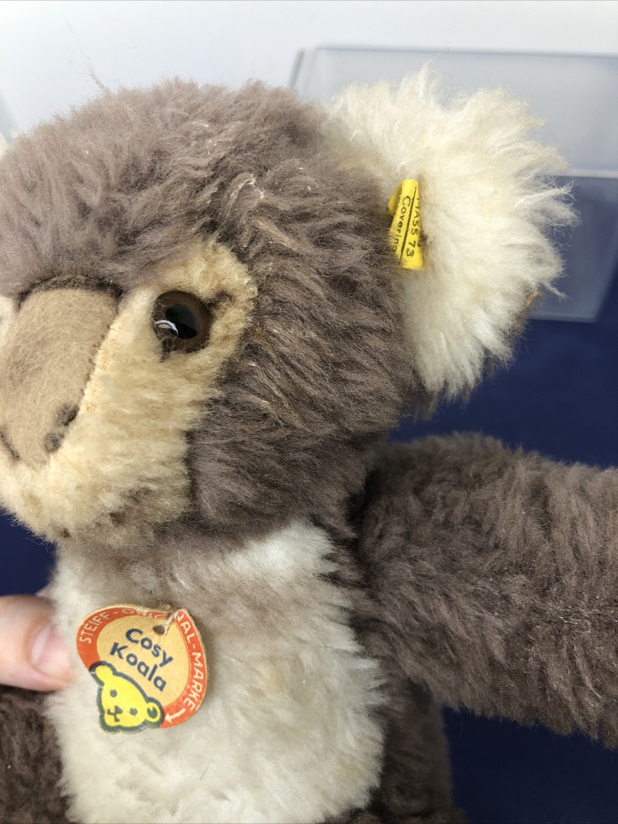 8” Vintage Steiff 1960's Cosy Koala In Dralon Plush Gray Fur