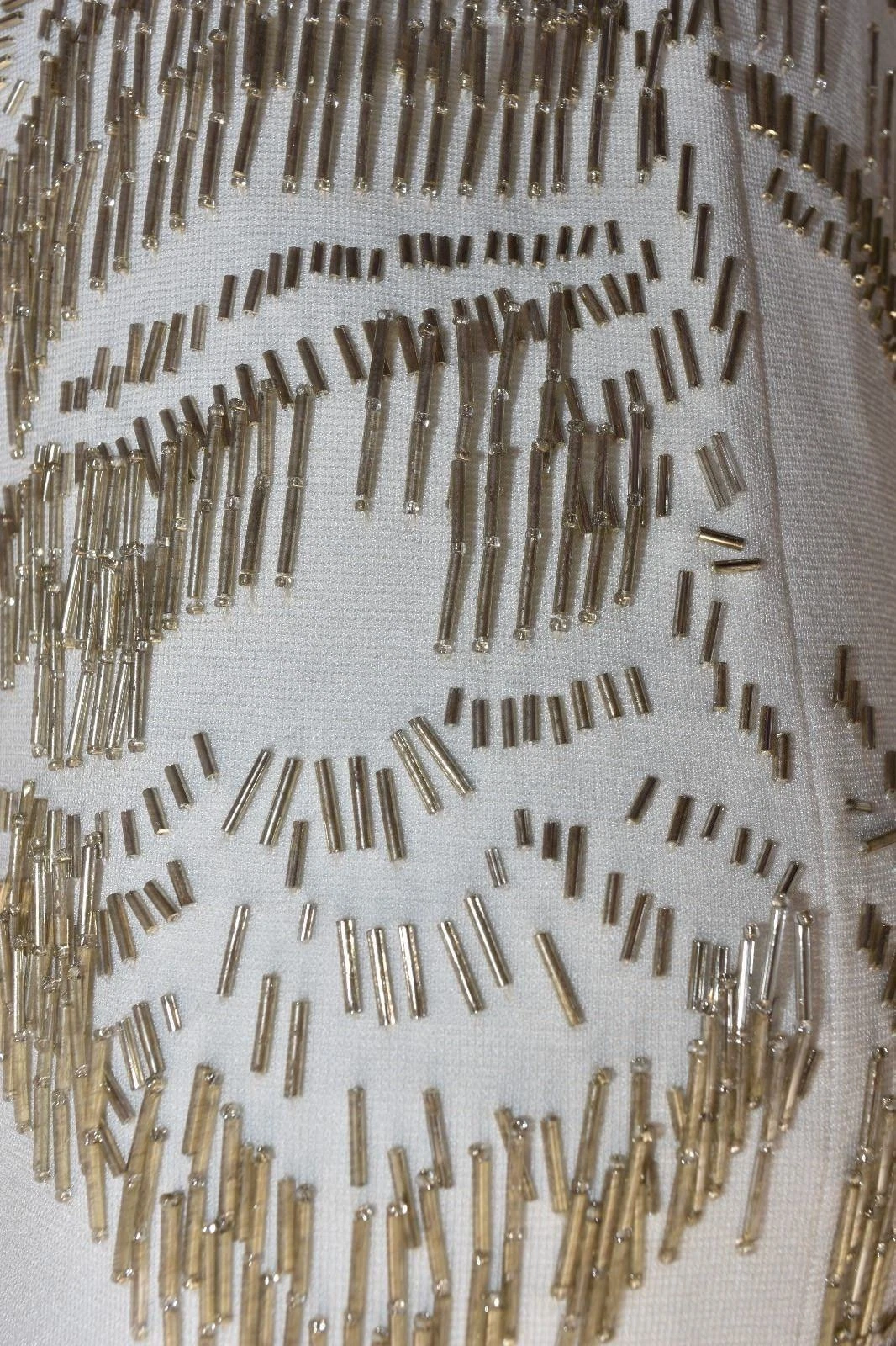 OFF WHITE Abito $2095 NUOVO ESCADA DINAR Maxi Off Bianco Viscosa ORO Perline S