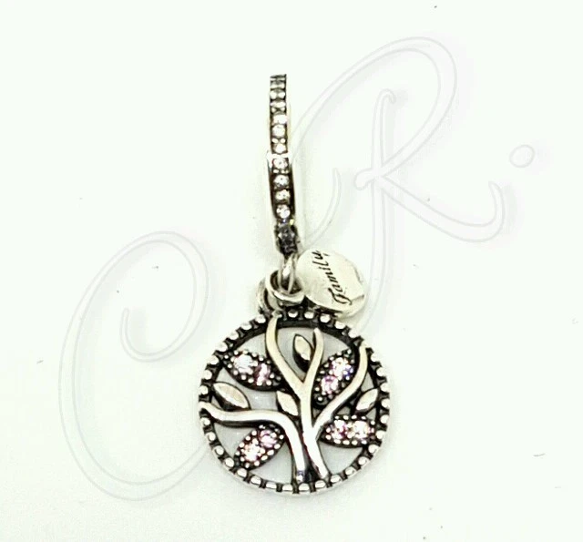 Damen Charm "Familien Stammbaum" 925er Silber, kleine Zirkonia und Purpur-Saphir - Bild 3 von 4