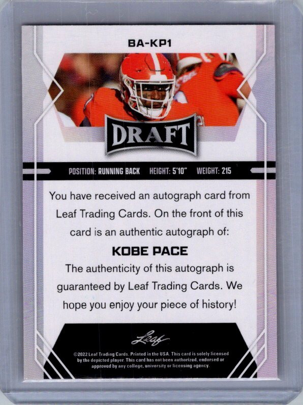2022 Leaf Draft #BA-KP1 Kobe Pace Autographs Red | eBay