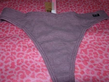 Victoria's Secret PINK Sexy Thong String V-Cut Thermal Weave Logo Purple M NWT