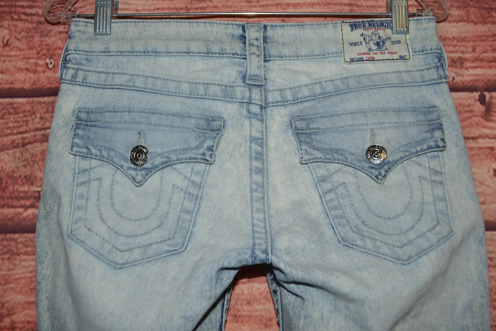 True Religion Women's Capri Light Blue Denim Jeans Sz 27x23 thumbnail 7