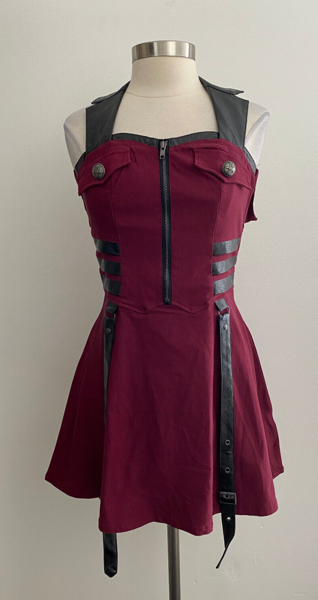Killstar Psy Ops Blood Faux Leather Trim Halter Dress sz XS New NWT Killstar Psy Ops Blood Faux Leather Trim Halter Dress sz XS New NWT