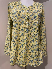 TALBOTS Womens Yellow Floral Shirt Top - Sz Small