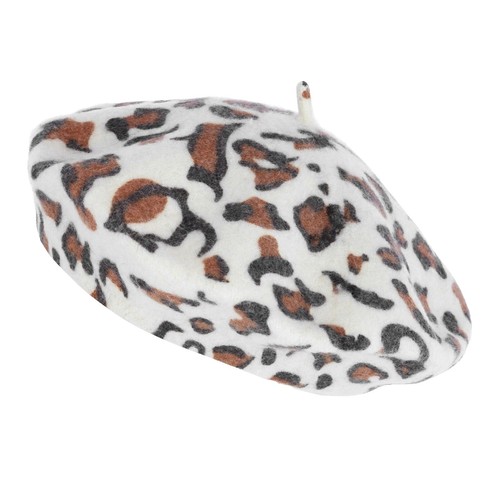 Retro Leopard Beret Cap 20s-Gatsby Fashion Cows Newsboy Medium