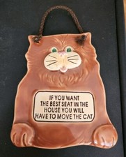 Fun Pottery Cat Wall Art Smoky Mountain Pottery 1994 Wall Plaque Best Seat