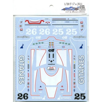 Décalcomanies à Eau 1/12 Ligier JS11 – 1979 1980 – TBD1024 – Pour Modélisme Automobile