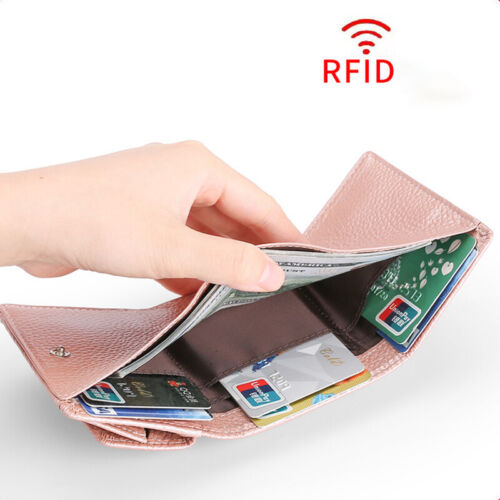 Women's PU Leather Anti-Credit Card Fraud Small Purse Folding Clutch Mini Wallet - Picture 16 of 33
