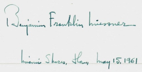 RARE! “Radio Control Pioneer" Benjamin Miessner Hand Signed 3X5 Card Dated 1961