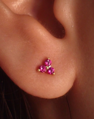 Genuine Ruby Stud Earrings Gold Filling Ruby Birthstone Studs Jewelry For Girls