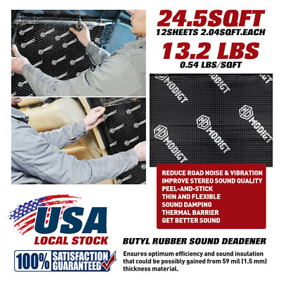 12X Butyl Car Van Vibration Proofing Audio Panel Sound Deadening Damping 2.28SQM