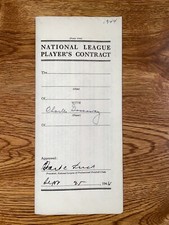 1944 CUBS: NL Contract SIGNED: Charlie Gassaway, D.1992 (w/ Ford Frick HOF)