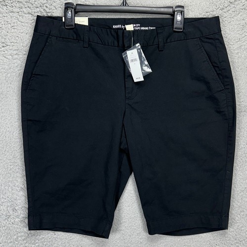 GAP Khakis Womens The Slim City Bermuda Shorts 14 Black Flat Front Stretch NEW